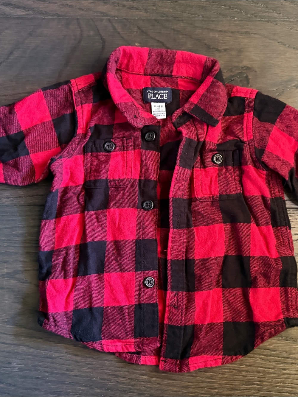 The Children's Place Red & Black Plaid Button-Front Toddler Shirt